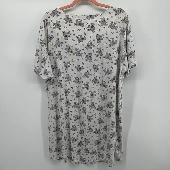 Laura Tyler VTGCozy Loungewear Bears Cottagecore Classic Gray/Blue NightGown SzL - Picture 8 of 12